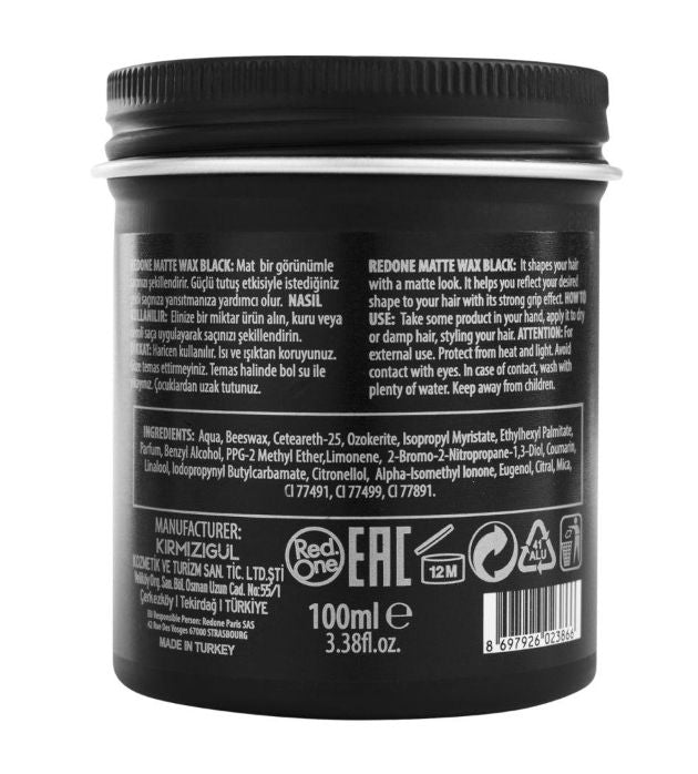 Red One Matte Hair Wax Black 100ml