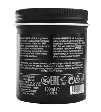 Red One Matte Hair Wax Black 100ml