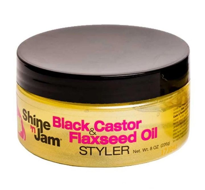 Ampro Shine 'n Jam Black Castor & Flaxseed Oil Styler 8oz