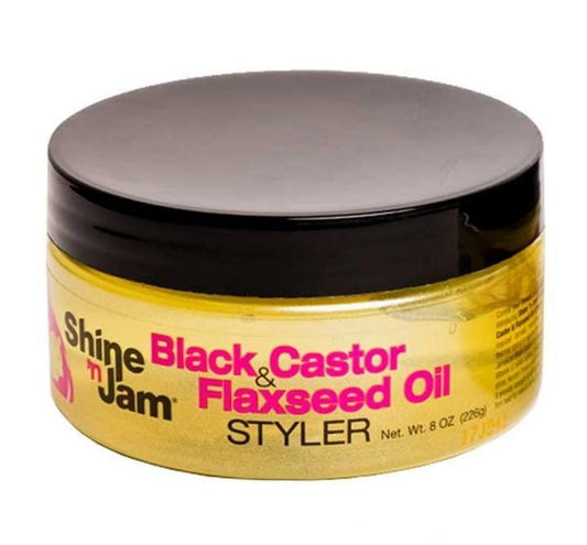 Ampro Shine 'n Jam Black Castor & Flaxseed Oil Styler 8oz