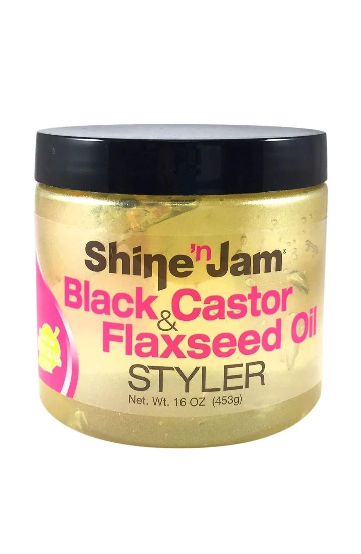 Ampro Shine 'n Jam Black Castor & Flaxseed Oil Styler 453g