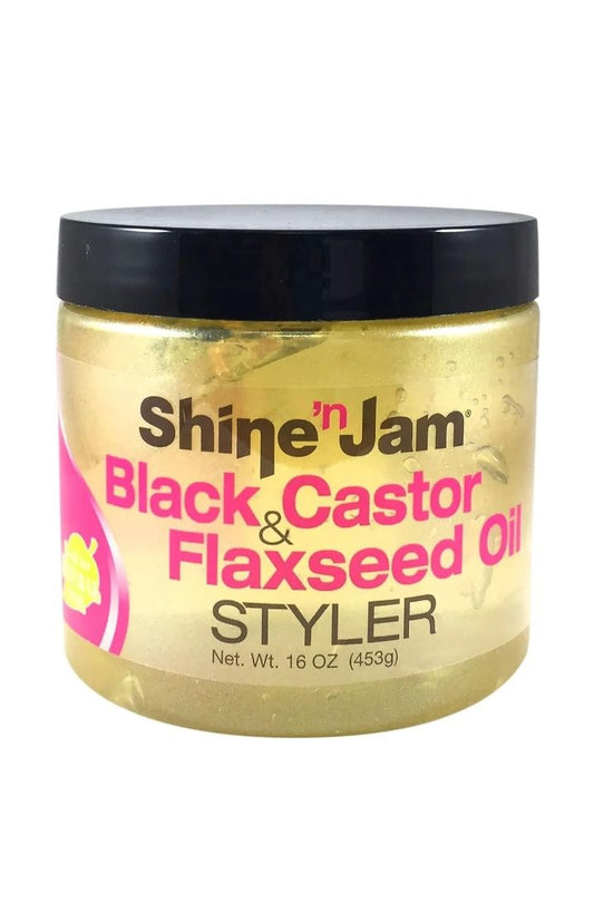 Ampro Shine 'n Jam Black Castor & Flaxseed Oil Styler 453g